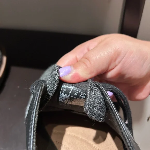 Clarks Black Leather and Gray Fabric Loafers - Picture 8 of 8